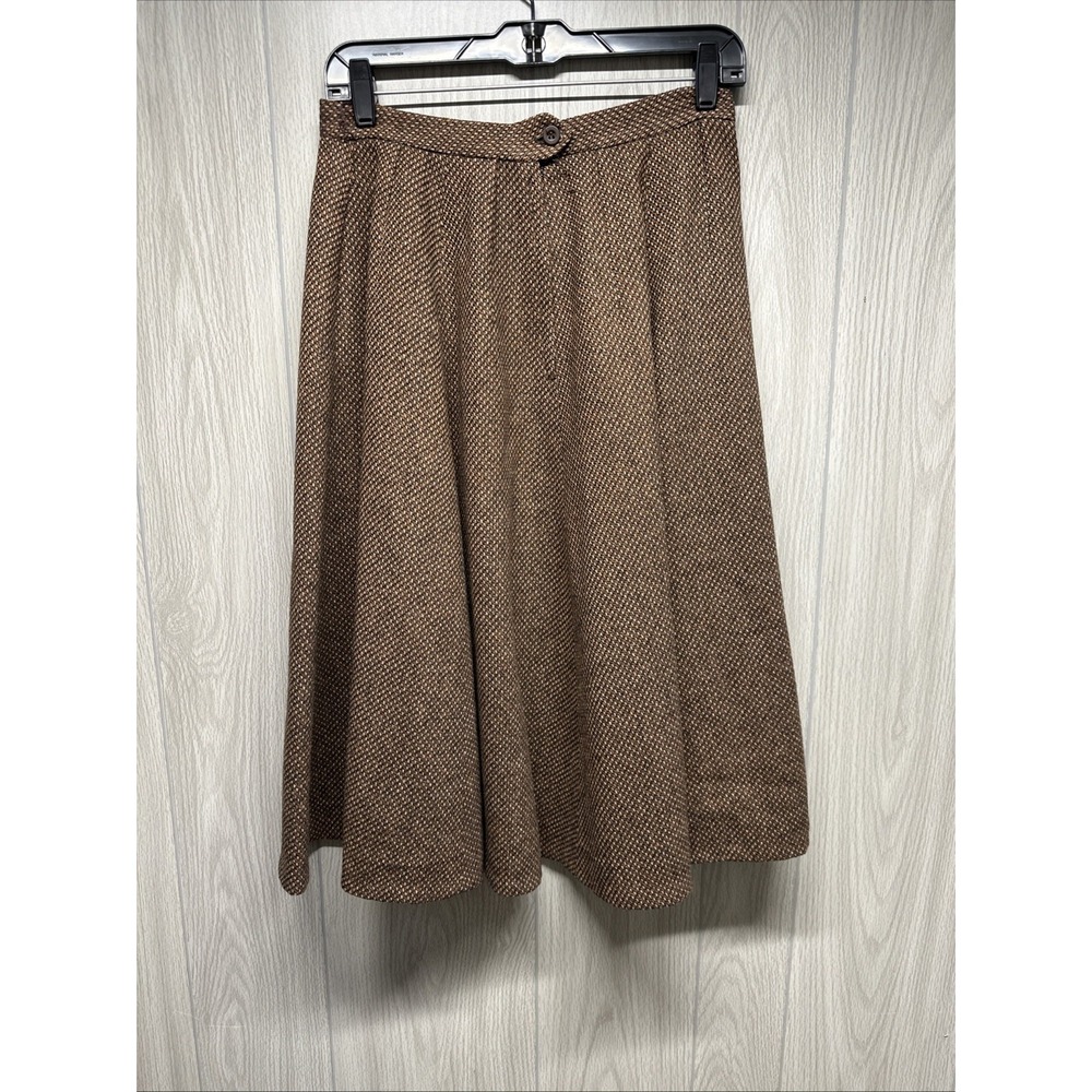 Vintage 90s Secretary Skirt POCKETS! Brown Wool Tweed Dark Academia Y2K Petite